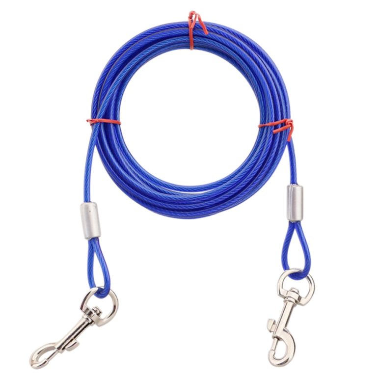 3M Steel Wire Tow Rope Leash Cable with Dual Heads Metal Hooks Lead Strap for Pet Cat Dog - Blue